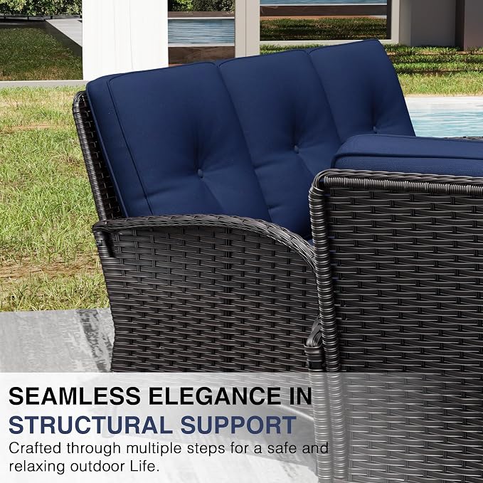 Joyside Wicker Patio Furniture Set, 7 Piece Outdoor Furniture Set with Thickened Cushions, High Back, Deep Seating, Wide Armrest, Rattan Outdoor Chairs for Porch, Deck