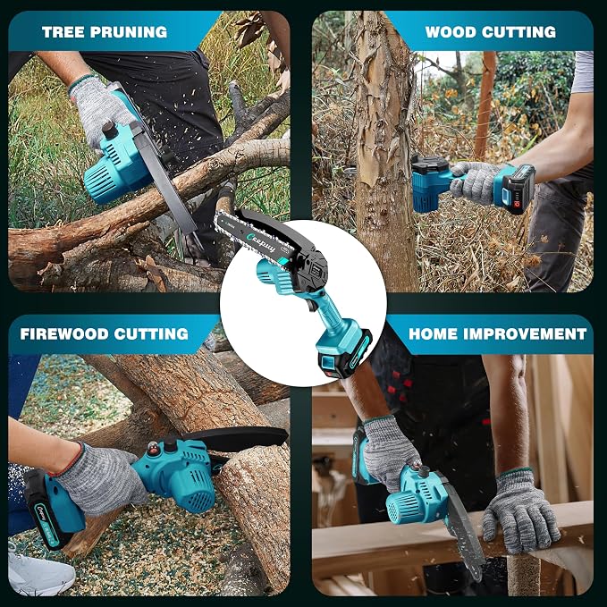 CEEPUY Mini Chainsaw Cordless,6 Inch Portable Electric Chain Saw, Automatic Oiler, Battery Powered Small Handheld Saw, Security Lock Trees Branches Trimming,Wood Cutting, 2 Batteries 2 Chains 2026