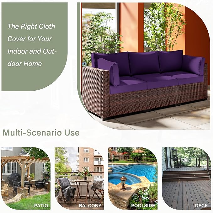 8 pcs Outdoor Cushion Slipcovers Outdoor Patio Cushions Covers Replacement Waterproof with Zipper w/3 Seat Cushion Covers and 5 Backrest Pillow Covers, Covers Only