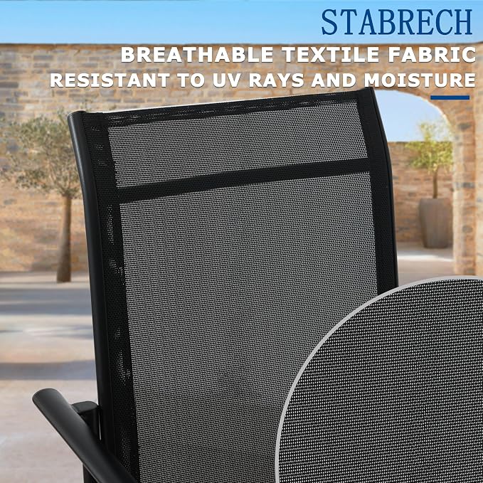 5 Piece Outdoor Dining Set, Patio Table and Chairs Set of 4, 37.5" Black Square Patio Table with 4 Black Stackable Patio Chairs for Lawn, Garden, Porch
