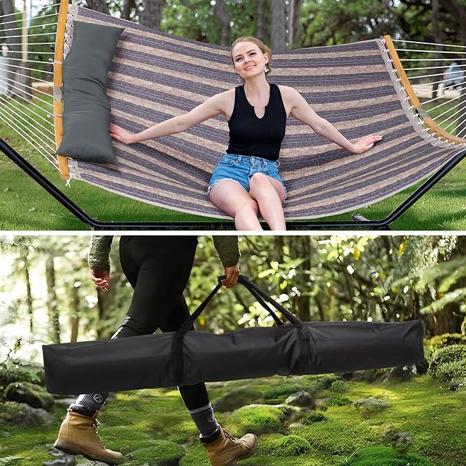 SUNCREAT Hammocks Portable Hammock with Stand, 2 Person Hammock with Storage Bag