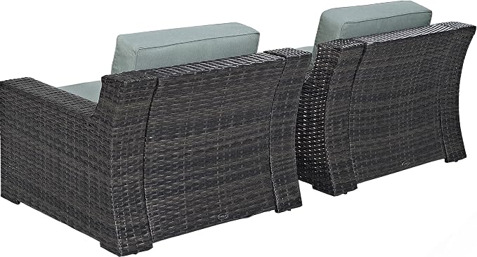 Crosley Furniture Beaufort Beaufort 2-Piece Outdoor Chair Set, Wicker Patio Chairs for Conversation, Porch, Deck, Brown with Mist Cushions