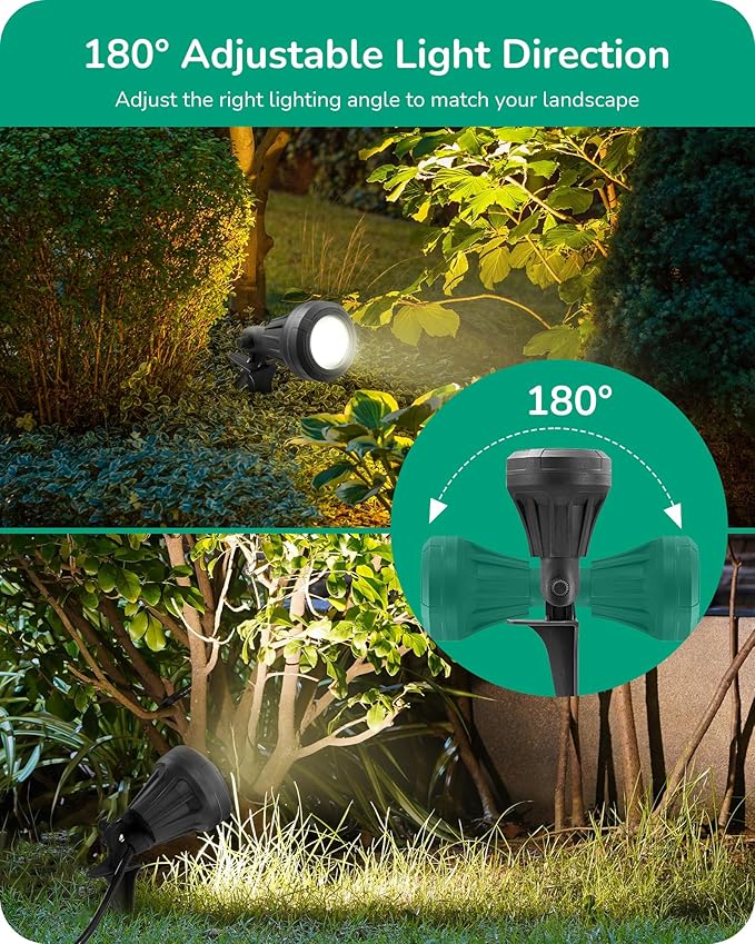 EDISHINE 120V LED Outdoor Spotlight, 5 Extra Lenses (RGB Purple Blue), 5.5W 5000K Plug in Spotlight Outdoor, Waterproof Landscape Light for Yard, Holiday Tree Flag Light, UL Listed