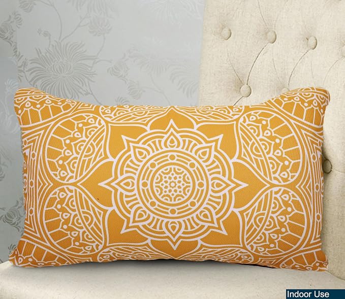 COZY TRENDS Decorative Indoor Outdoor Waterproof Throw Pillows with Inserts - Stylish Comfort for Your Patio Furniture, Garden Chairs, or Indoor Décor (12''X20'', Mustard)