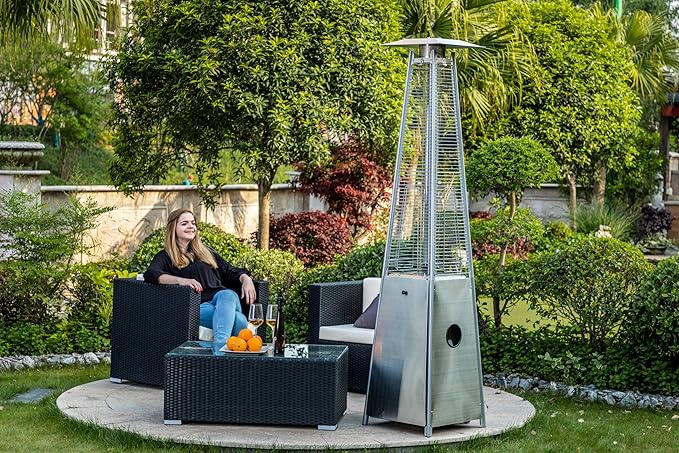 Legacy Heating Quartz Galss Tube Patio Heater, Visual Flame Heater 40000BTU (Stainless Steel)
