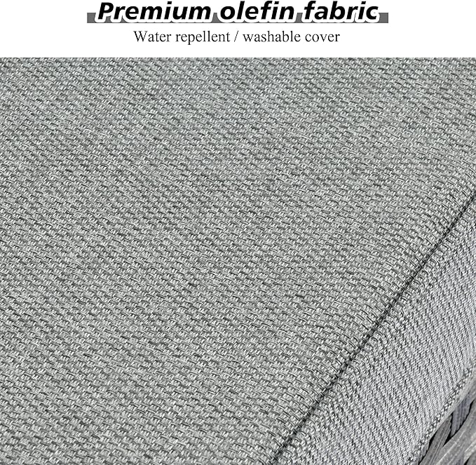 HOOOWOOO Outdoor Patio Sectional Furniture Sofa Set with Widened Armrest,6 Piece Small Modern Wicker Couch,Modular L Shaped Conversation Seating Set with Table for Out Door Garden Corner(Grey Strips)