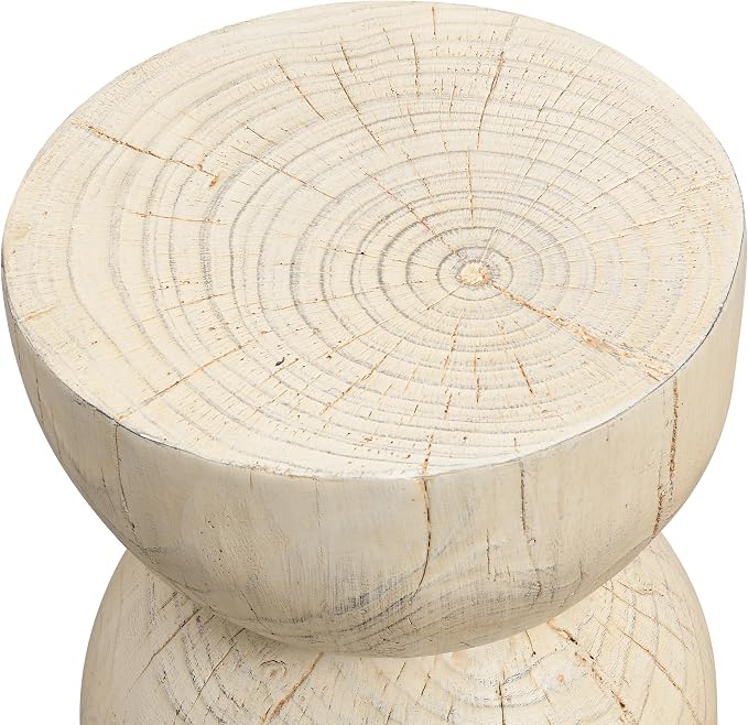 Christopher Knight Home 16.54" H Realistic Wood Vibe MGO Side Table Sculptural Hourglass End Table Indoor Outdoor Living Room Patio Balcony Decor Accent Table