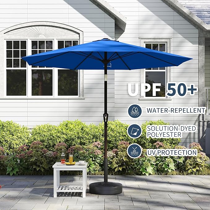 PatioKingdom 11FT Patio Umbrella,Outdoor Umbrella with Push Button Tilt and Crank,Market Table Umbrella with 8 Sturdy Fiberglass Ribs UV Protection