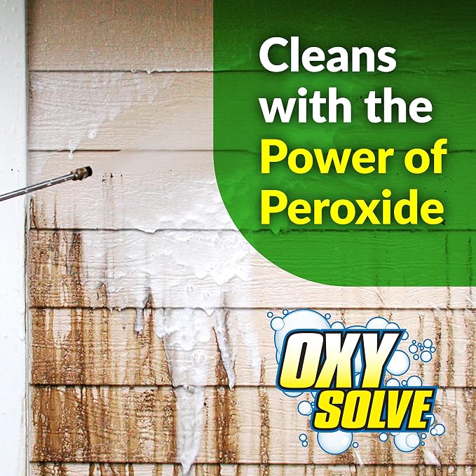 Greenworks 2000 PSI 1.2 GPM Pressure Washer GPW2003 & Oxy Solve House and Siding Pressure Washer Cleaner & Mildew on Vinyl, Aluminum, Wood, Brick, Stucco - Concentrate 1 Gal.