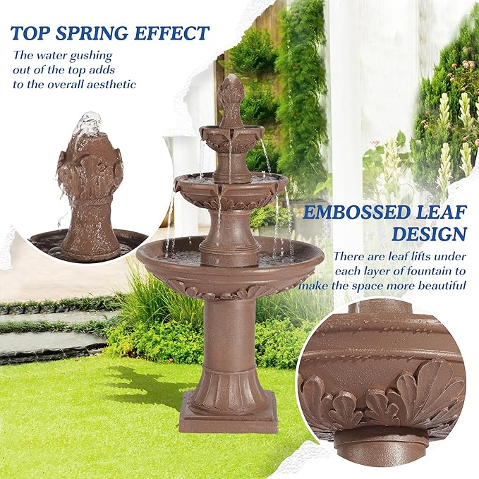 Italian Outdoor Water Fountains Garden Decor - 48.4''H Fountains and Waterfalls Outside, Large Cascading Indoor Floor-Standing Resin Bubbler Fountain Features W/Pump for Patio and Yard