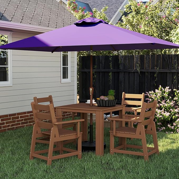 BRIOPAWS 6.5X10 FT Rectangular Patio Umbrella with Base Included | Rectangle Outdoor Umbrellas | 6 Sturdy Steel Ribs | Push Button Tilt & Crank | Heavy Duty for Garden Lawn Deck Backyard Pool |