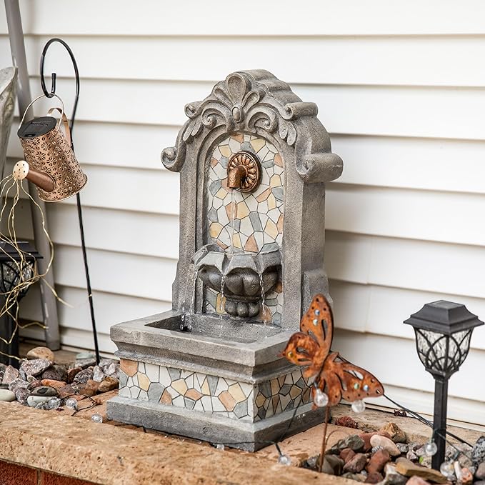 Sunnydaze 27" H Enchanting Estate Free-Standing Outdoor Fountain - Flat Back Outdoor Wall Fountain for the Patio, Deck, or Yard