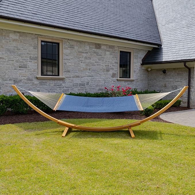 Original Pawleys Island Large Spectrum Indigo Sunbrella Quilted Hammock – 13 ft. x 55 in., 2-Person, 450 lb Capacity, Oak Spreader Bar, Handcrafted in The USA