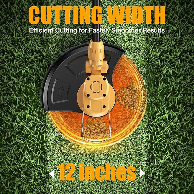 Weed Eater for Dewalt 20V Battery, 600W 2 in 1 Cordless String Trimmer & Weed Wacker,12 Inch Brushless Grass Trimmer with 3-Tooth Blade, Saw Disc for Lawn, Yard and Bush Trimming (No Battery)