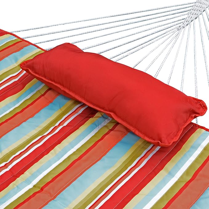 Hammock Combo with 12 Foot Stand, Rope Hammock, Pad and Pillow Piper Stripe