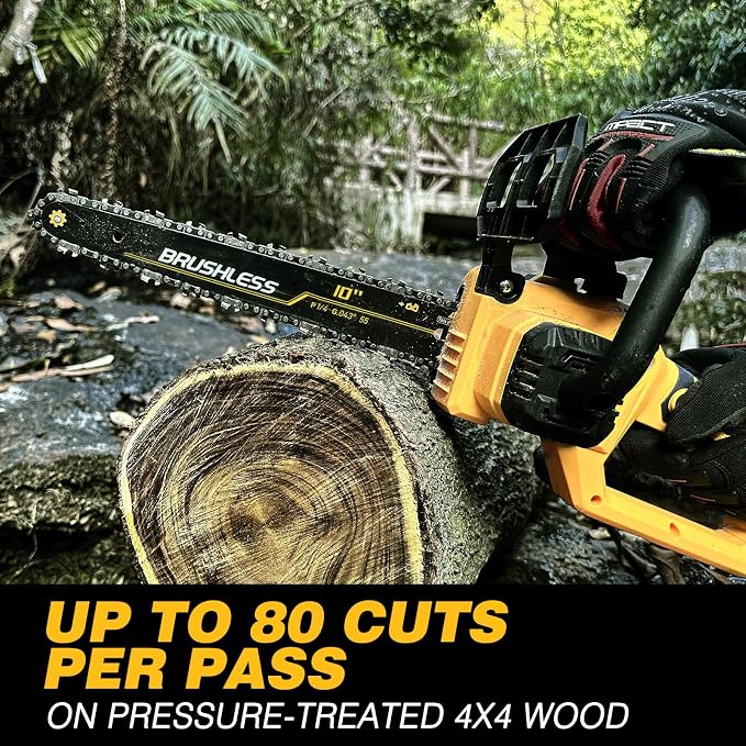 10 Inch Cordless Chainsaw for DEWALT 20V MAX Battery, 1000W Brushless Handheld Chainsaw with 4.0Ah Battery, Battery Powered Electric Chain Saw for Wood Cutting, Battery & Charger Included