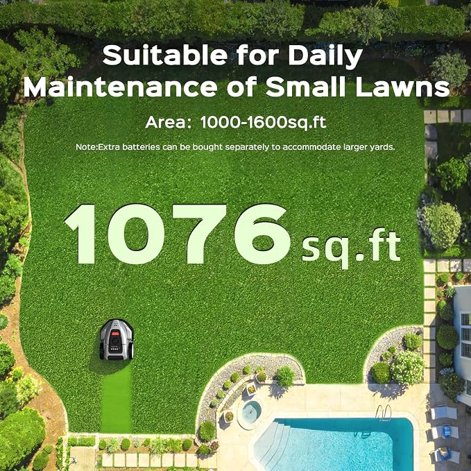 2026 NEW LEBOSBO V3 Robotic Lawn Mower, AI Vision Recognition Robot Lawn Mower with APP Control, Low-Noise Operation, Adjustable Cutting Height, No-Go Zones, for Small Lawns Up to 1600 Sq.Ft.