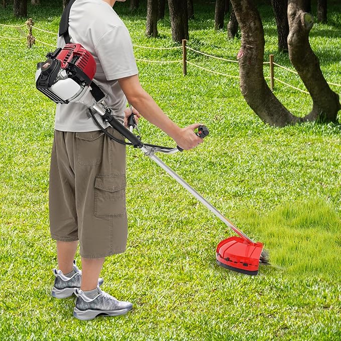 Gasoline Brush Cutter 2-Stroke8500RPM Gas Weed Wacker Brushs Cutter and Gas String Trimmer 2-Cycle Extreme Duty with Fuel Tank Multi Garden Tools Brush Cutters Weed Wacker for Yard Lawn (35.8CC+1050W)