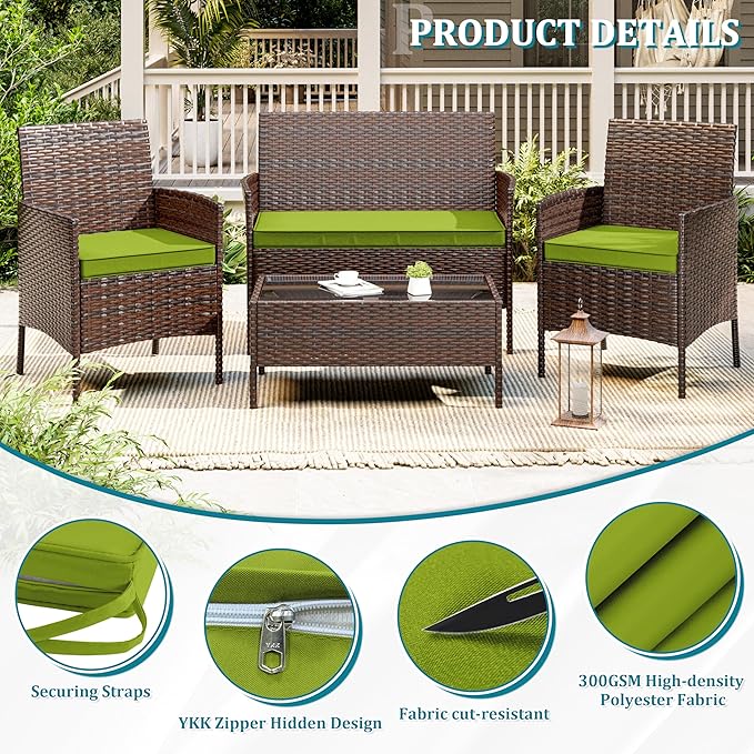3 Pack of Outdoor Seat Cushion Replacement Set Suitable for 4 Pieces of Wicker Rattan Furniture Terrace Guest Set Sofa Chair (36x18x2, 18x18x2), Only Cover