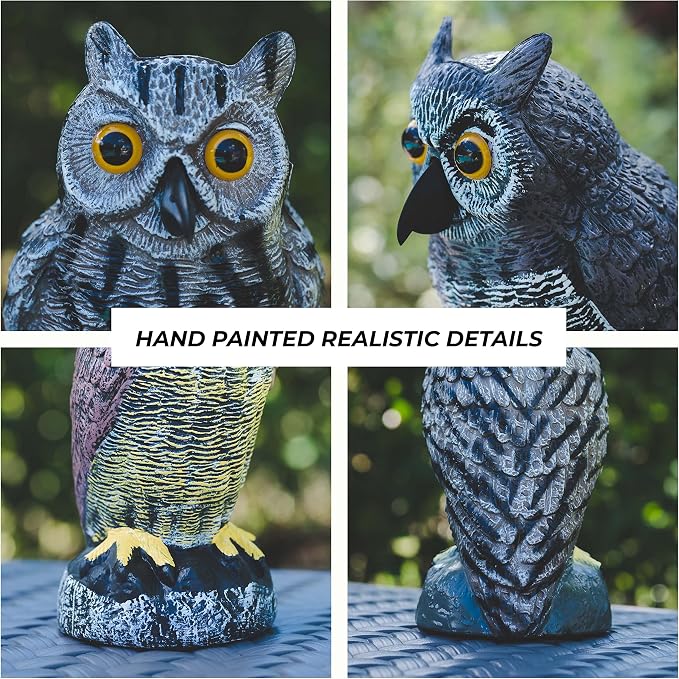 Owl Decoys to Scare Birds Away Plastic Owls Statue for Garden & Outdoors, 3