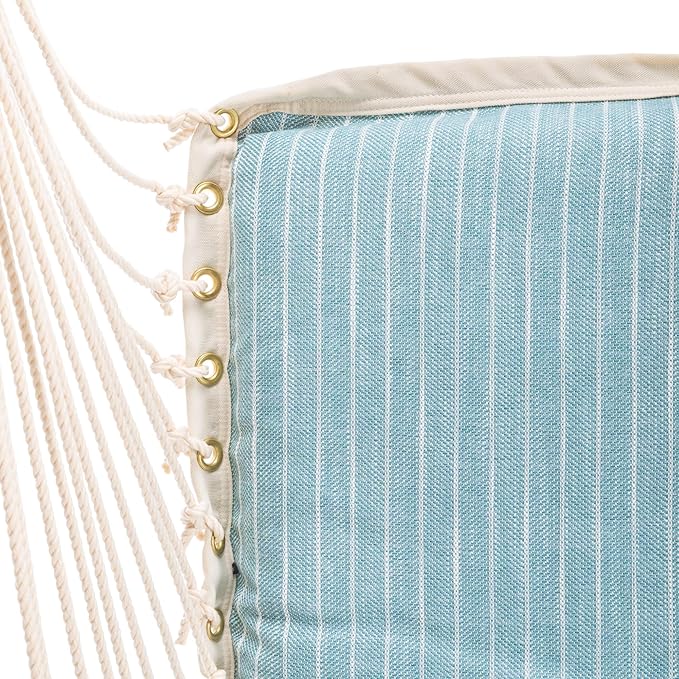 Original Pawleys Island Bella Dura Cushioned Single Swing – Harborview Surfside, Oak Spreader Bar, 350 lb Capacity, 24 in. x 24 in., Handcrafted in The USA