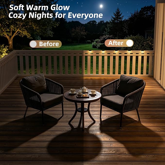 VOLISUN 8 Pack Solar Deck Lights Outdoor, Warm White LED Solar Step Lights for Outside, Waterproof Fence Light for Patio, Deck, Stairs, Yard, Pool and Porch (Black)