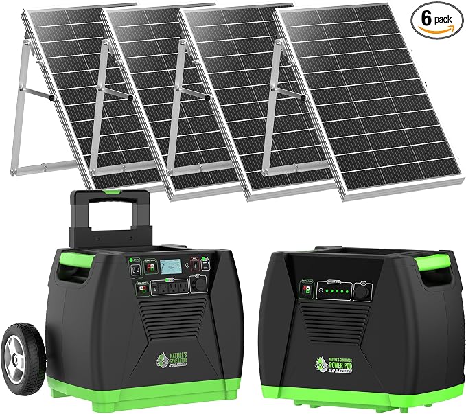 Nature's Generator Elite - Platinum System:3600W Solar & Wind Powered Pure Sine Wave Off-Grid Nature's Generator Elite+1200W Power Pod Elite+4pcs 100W Solar Panel