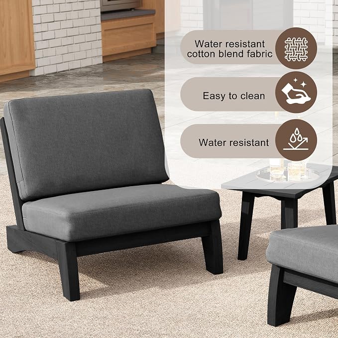 3 Pieces Patio Furniture Sets, All-Weather Outdoor Wood Bistro Set Patio Conversation Side Table Chiars for Balcony, Backyard