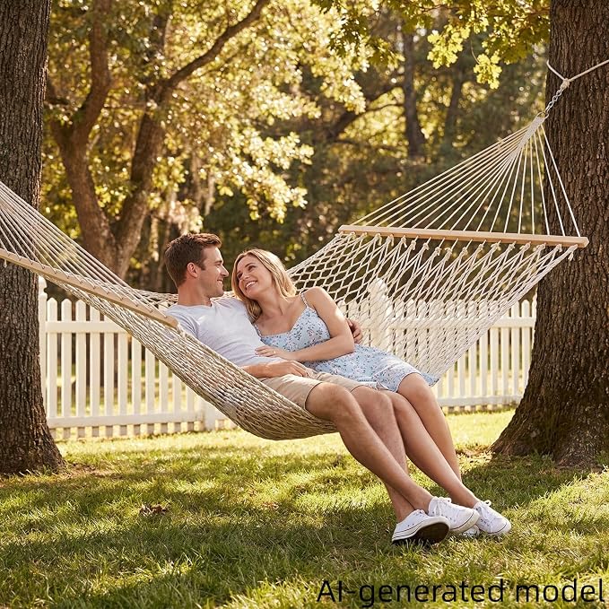 79x32in Anti-Rollover Mesh Hammock, Wood Bar, 300LB, White | Anti-rollover wood bar, 300LB mesh hammock. Breathable, foldable. For camping, patio & bedroom. Fits trees & stands。