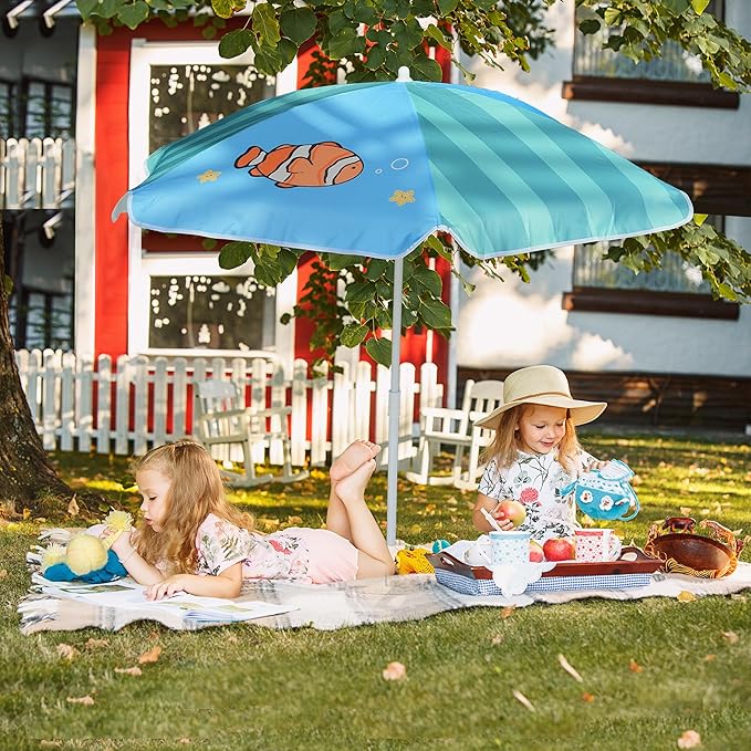 AMMSUN 47 Inch Water Table Umbrella,Kids Beach Umbrella & Picnic Table Shade,Ideal for Sand Play,Camping,Beach Trips,and Garden Lightweight Durable
