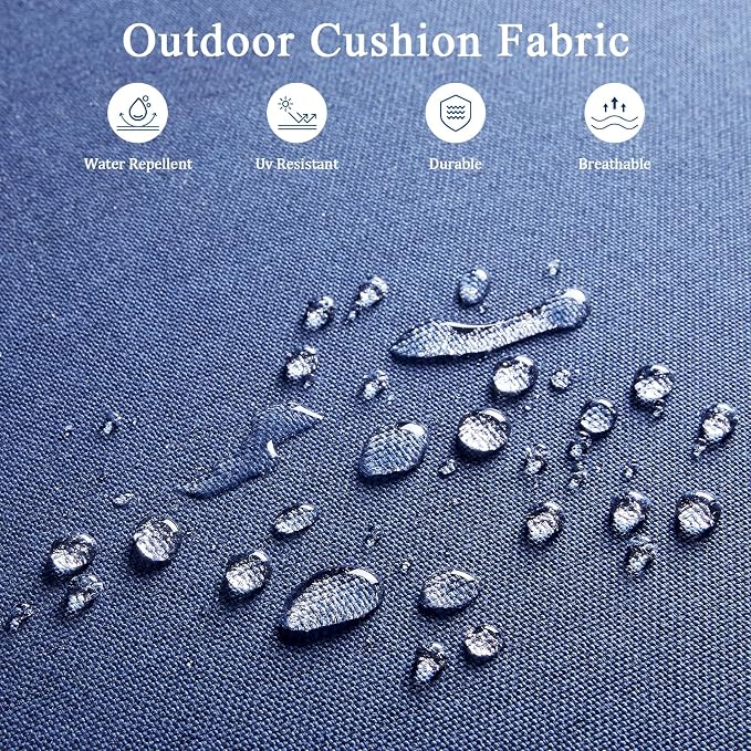Luxury Patio Furniture sofa Set - 3 Pieces All Weather Wicker Outdoor Couch and High Back Swivel Rocker Patio Chairs with Glass coffee table for Deck Yard and Poolside Gray Wicker | Blue Cushions