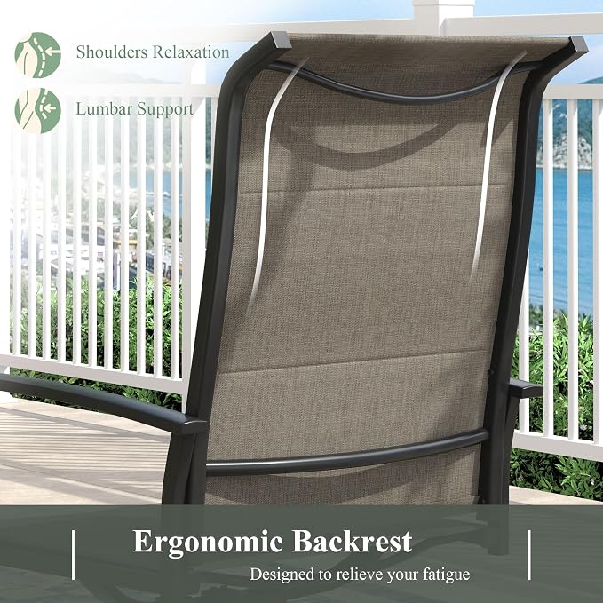 Outdoor Dining Set for 6, 50" Outdoor Dining Table with Umbrella Hole and Padded Textilene Patio Swivel Chairs, 7 Pieces Patio Table and Chairs Set for Garden Backyard, Mixed Brown and Walnut