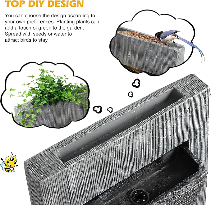 TITIMO 49.6''H Cascading Rock Water Fountain Outdoor Garden Waterfall with Lights, Fountain Indoor Decor for Garden, Patio, Backyard, Deck, Porch and Home Art Decor