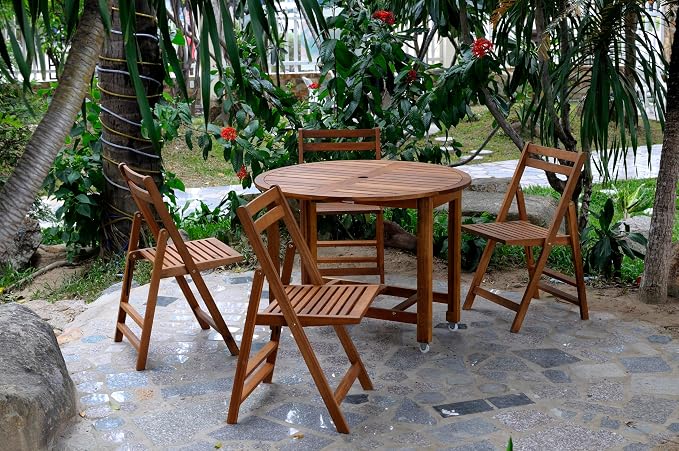 Merry Garden Acacia Folding Dining Table, Outdoor Dining Table Deck Table