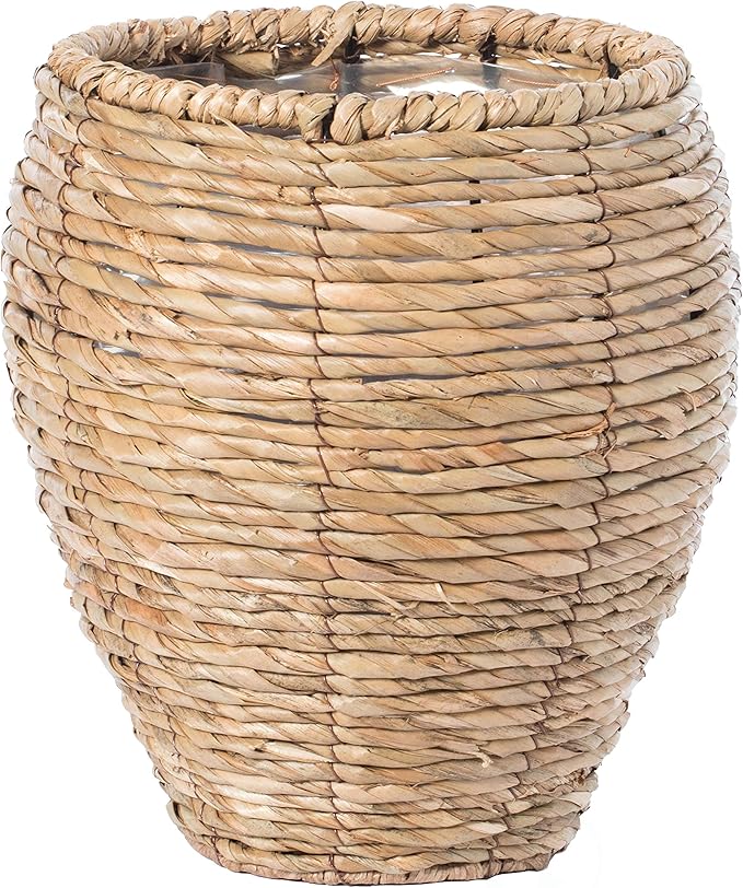 Vintiquewise Woven Round Flower Pot Planter Basket with Leak-Proof Plastic Lining- Small