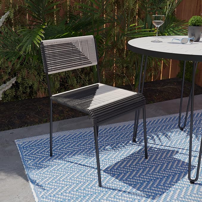 SEI Outdoor Patio Furniture - Watkindale Woven Outdoor Chairs - 2 Piece Set - Bohemian Design Black Rattan - Fully Assembled - Ideal for Patio, Backyard (OD1172408)
