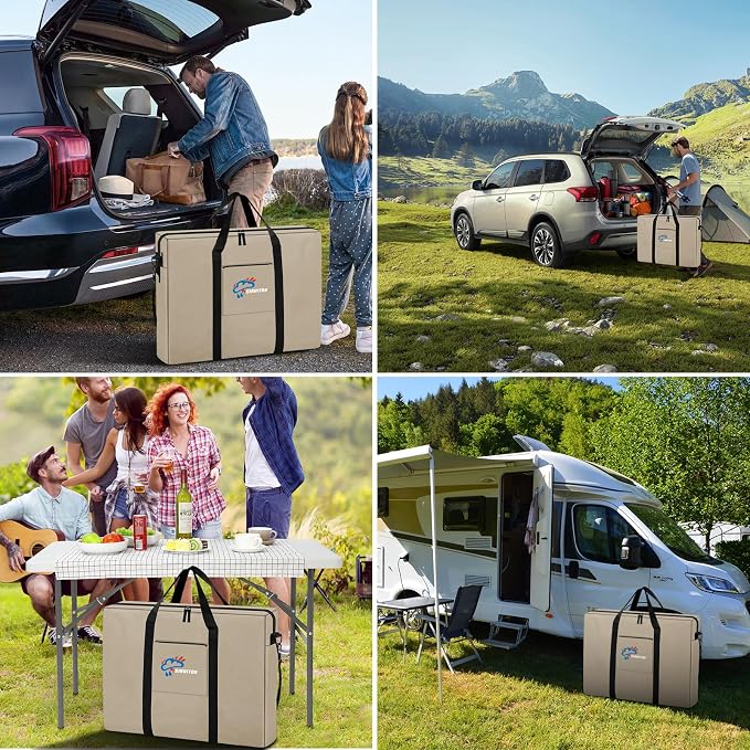 SIRUITON Folding Table Storage Bag, Portable 600D WaterProof Carry Bag for Folding Picnic/Camp Tables with Reinforcing Plate & Shoulder Strap, 36" D x 30" W x4.7 H Fits 6FT Folding Tables