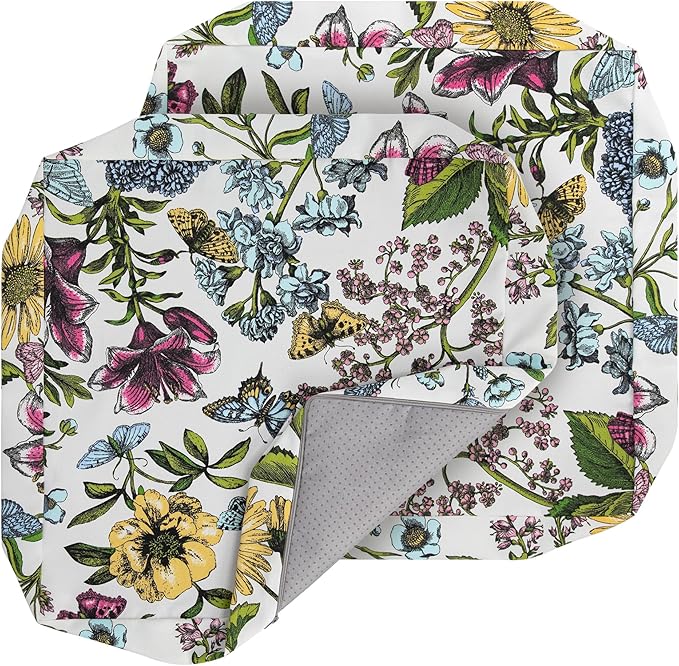 Outdoor Cushion Covers 24 x 24 x 4 inch,Set of 2,Non-Slip Grips Bottom,Replacement Cushion Covers for Garden Patio Furniture Couch Chair,Fade-Resistant Slipcover Only,No Insert(Butterfly Flower)
