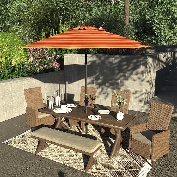 California Umbrella 9' Rd. Crank Lift, Collar Tilt, Aluminum Pole, Fiberglass Rib Patio Umbrella, Hammertone Grey Finish