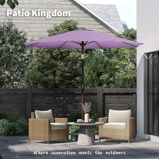 PatioKingdom 11FT Patio Umbrella,Outdoor Umbrella with Push Button Tilt and Crank,Market Table Umbrella with 8 Sturdy Fiberglass Ribs UV Protection