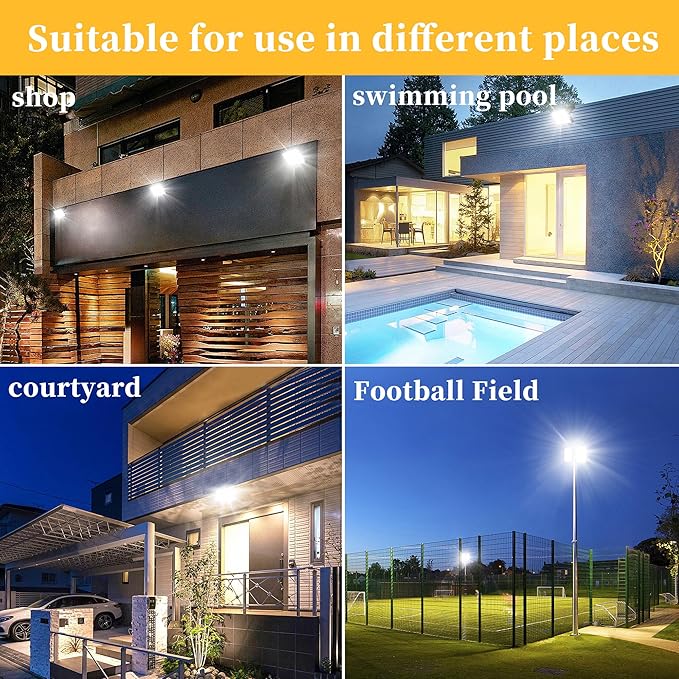 2 Pack 150W LED Flood Light,15000 LM Super Bright Outdoor Lights,IP66 Waterproof Outdoor Flood Light,6000K Daylight White Floodlights for Garage,Yard,Garden,Patio