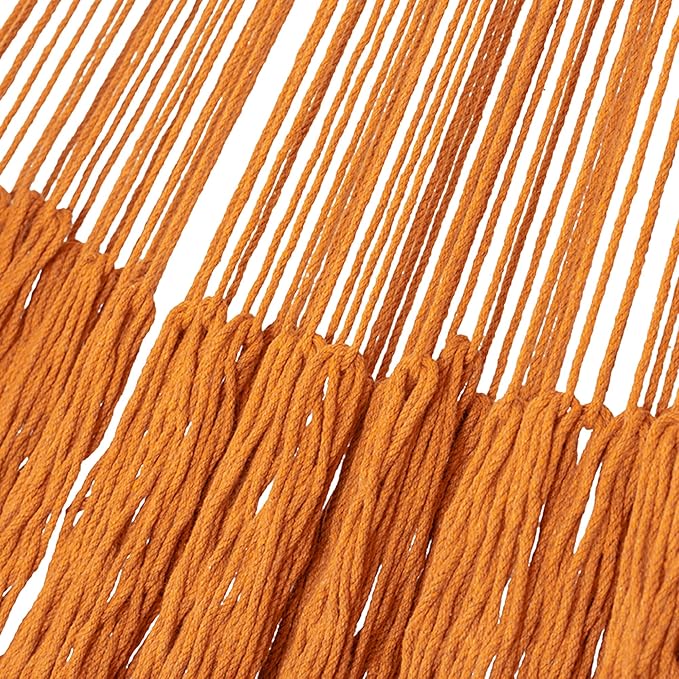 NOVICA Bright Orange Hand Woven Cotton Mayan 1 Person Rope Hammock with Hanging Accessories, 'Mango Paradise' (Single)