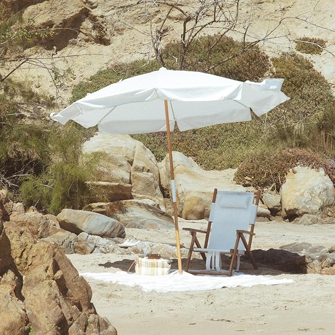 Business & Pleasure Co. Amalfi Umbrella - 7.2' Boho Beach Umbrella - Sturdy Yet Lightweight - UPF 50+ UV-Resistant Canvas