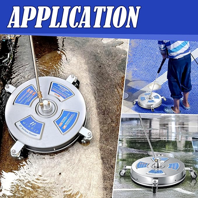 M MINGLE 17'' Pressure Washer Surface Cleaner for Patios and Sidewalks | Driveway Pressure Washer Attachments with 2 Power Washer Replacement Wands, 1/4" Quick Connect, 4000 PSI