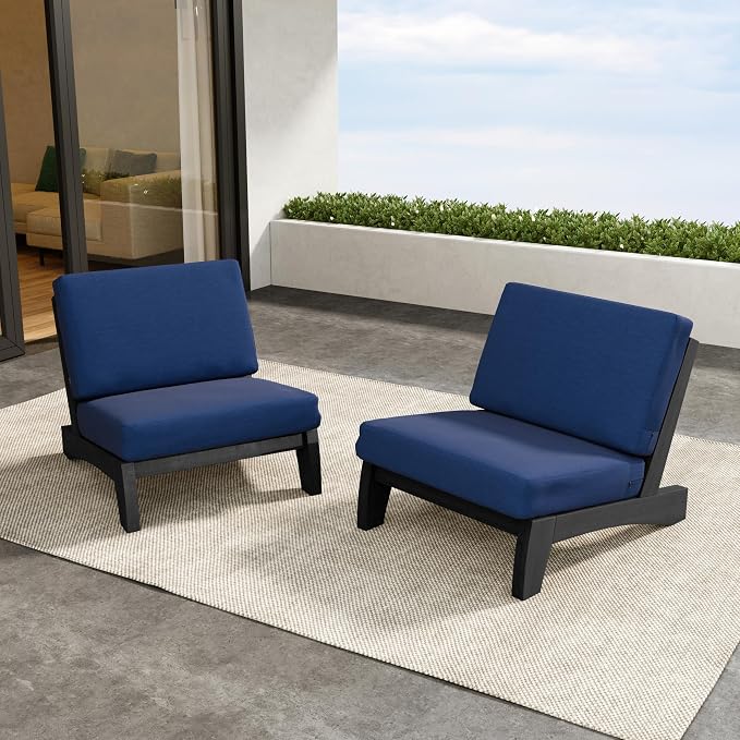 2 Pieces Patio Furniture Sets, All-Weather Outdoor Wood Bistro Set Patio Conversation Chiarsfor Balcony, Backyard