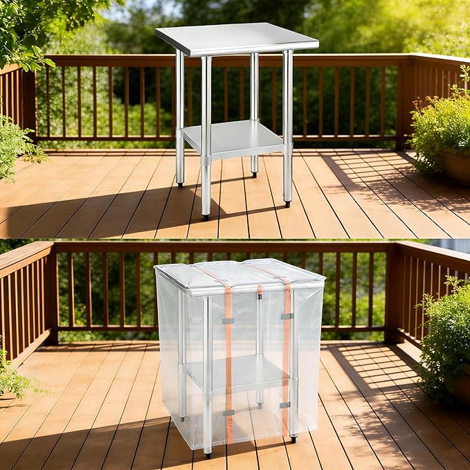 Outdoor Prep Table Cover, Dustproof and Waterproof Stainless Steel Metal Patio Grill Table Cover, All-Season Protection for Outdoor Furniture - 24 x 24 x 30 inches