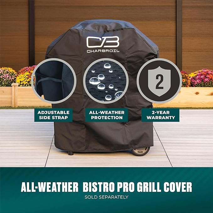 Charbroil 3-in-1 Dual Fuel Outdoor Bistro Pro Electric Grill & Griddle + Charcoal Mode BBQ, Red - 25302146