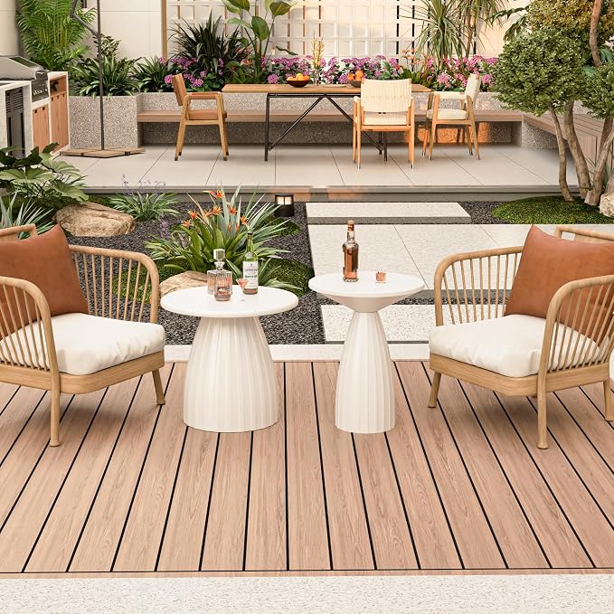 Round Small Patio Side Table, Metal Steel Outdoor Side Table, Patio Accent End Table for Garden, Pool, Deck, Balcony, Yard, Living Room, White, Weather Resistant, No Assembly