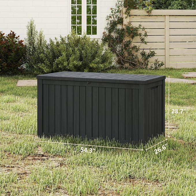 180 Gallon Deck Boxes Outdoor Waterproof, Outdoor Storage Box with Lockable Lid & UV-Resistant for Patio Furniture, Outdoor Cushions, Garden Tools and Pool Supplies, Black