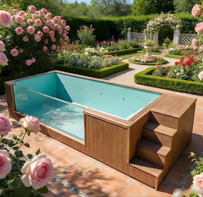 Custom Modular Container Swimming Pool, Luxury Above Ground Prefabricated Swimming Pool, Modern Outdoor Pool with Optional Heating System for Backyard Villa Resort Airbnb Spa Commercial Relaxation Use